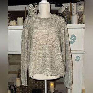Susina Womens Sweater Size L Oatmeal Beige Long Sleeve Relaxed Pullover